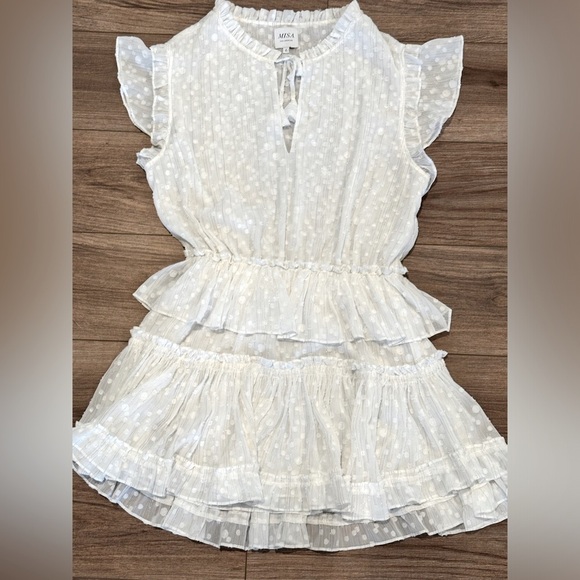 NWOT MISA Los Angeles Lilian White Lace Tiered Dress Size Large - Picture 2 of 13